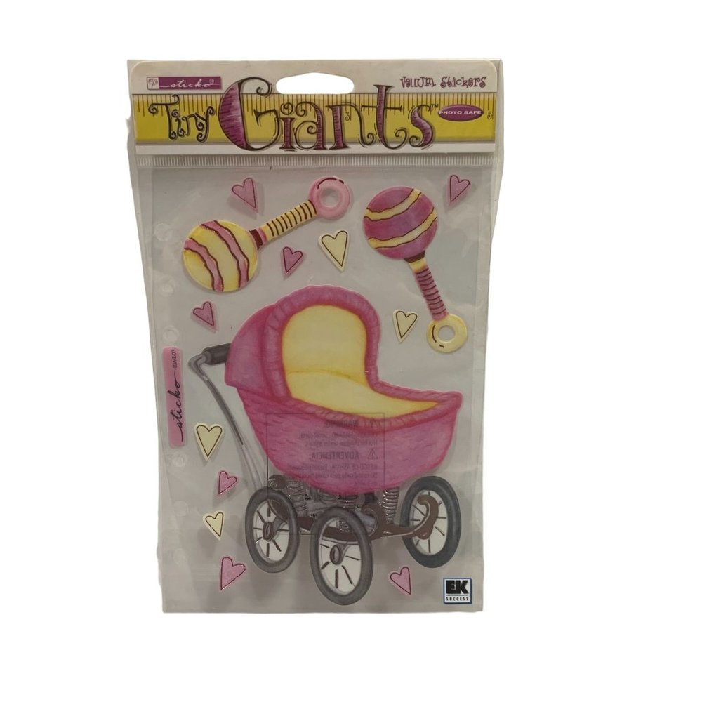 EKSuccess Sticko Tiny Giants Vellum Sticker Pink Baby Carriage Scrapbooking Stic